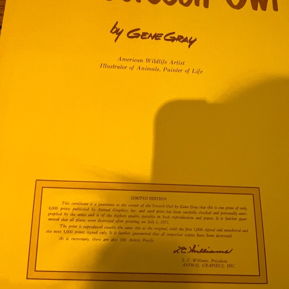 Vintage Gene Gray print the screech owl signed print - Picture 6 of 7